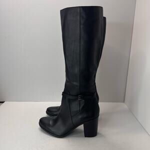 Naturalizer Kalina Leather Knee High Boot Block Heel Black Women 10W Tried On